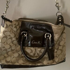 Coach Beige and Dark Brown Shoulder Bag